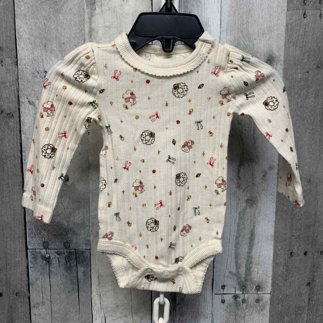 Size 0-3 Months White Print Peanuts Bodysuit