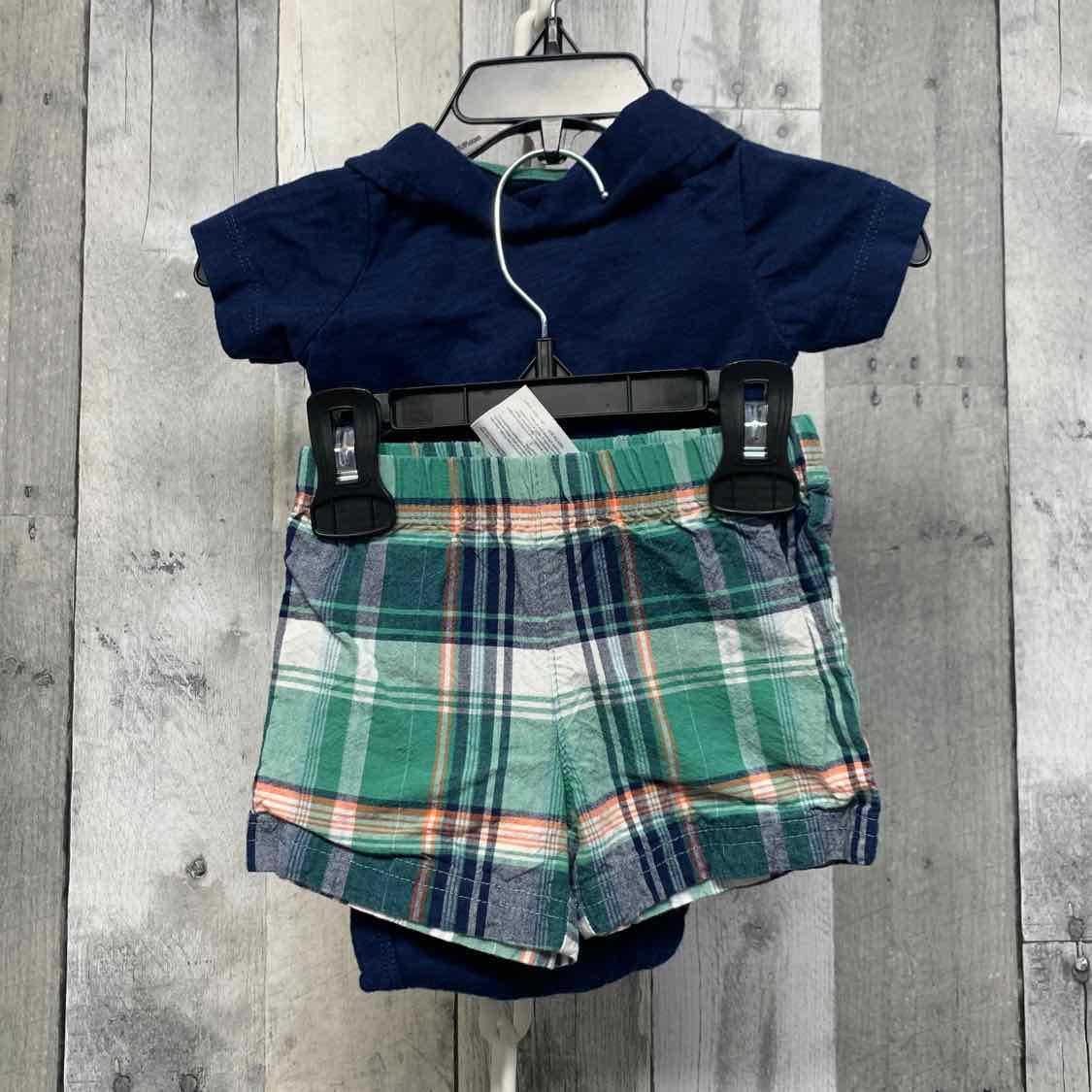 Size 6 Months Navy/Green Carter's Shirt/Shorts
