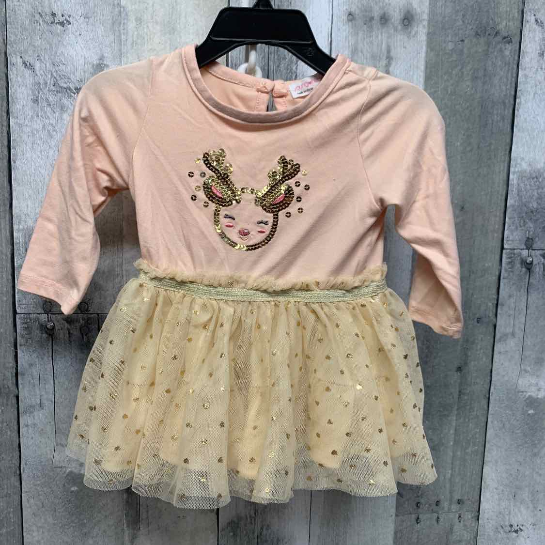 Size 3-6 Months Pink/Gold Young Hearts Dress - Knit