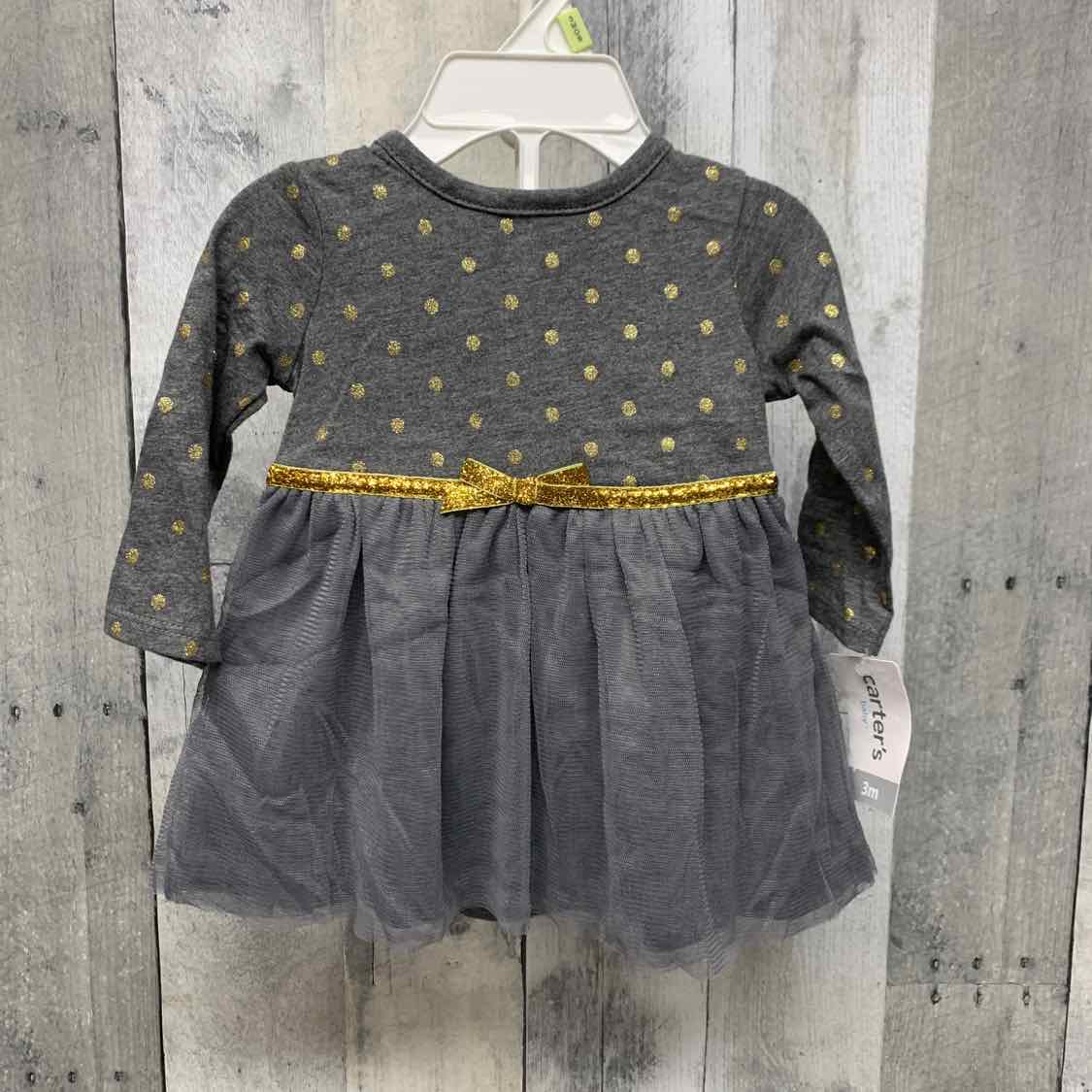 Size 3 Months Gray/Gold Carter's 2pc Dress