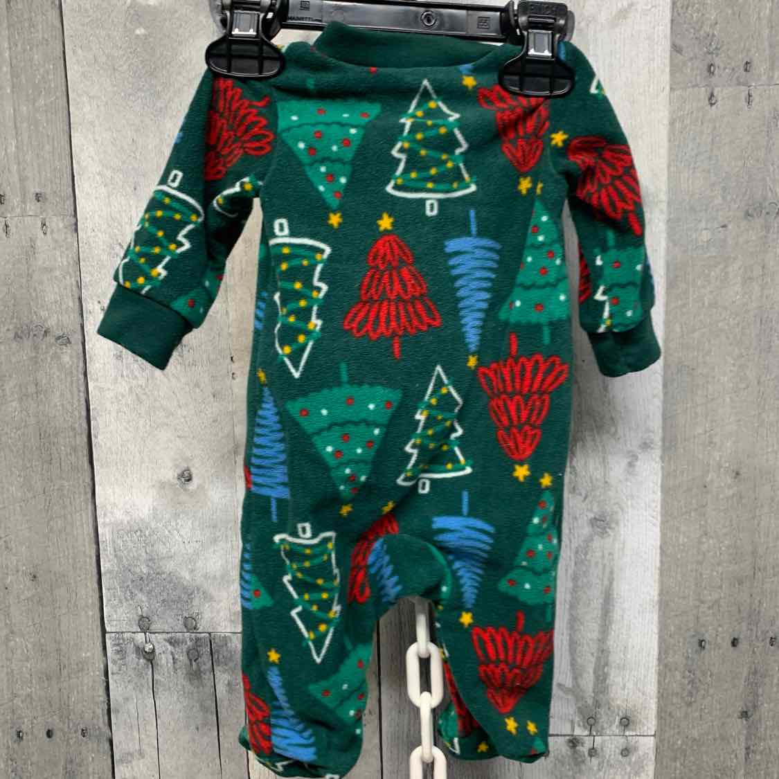 Size Newborn Green Print Carter's Footy PJs