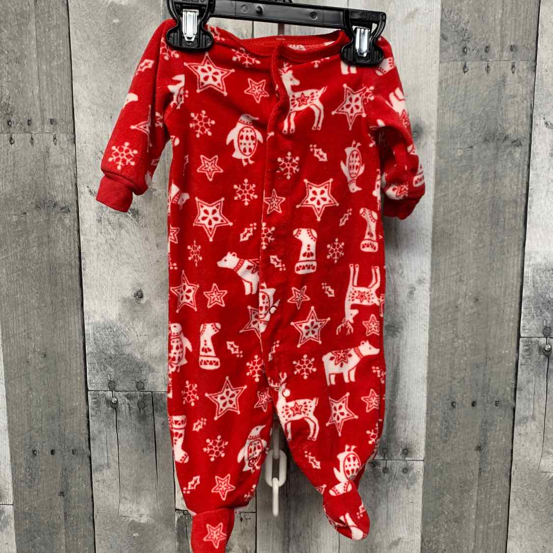 Size 3 Months White/Red Carter's Footy PJs