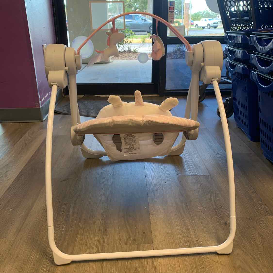 Ingenuity Gray/Pink Unicorn Travel Swing