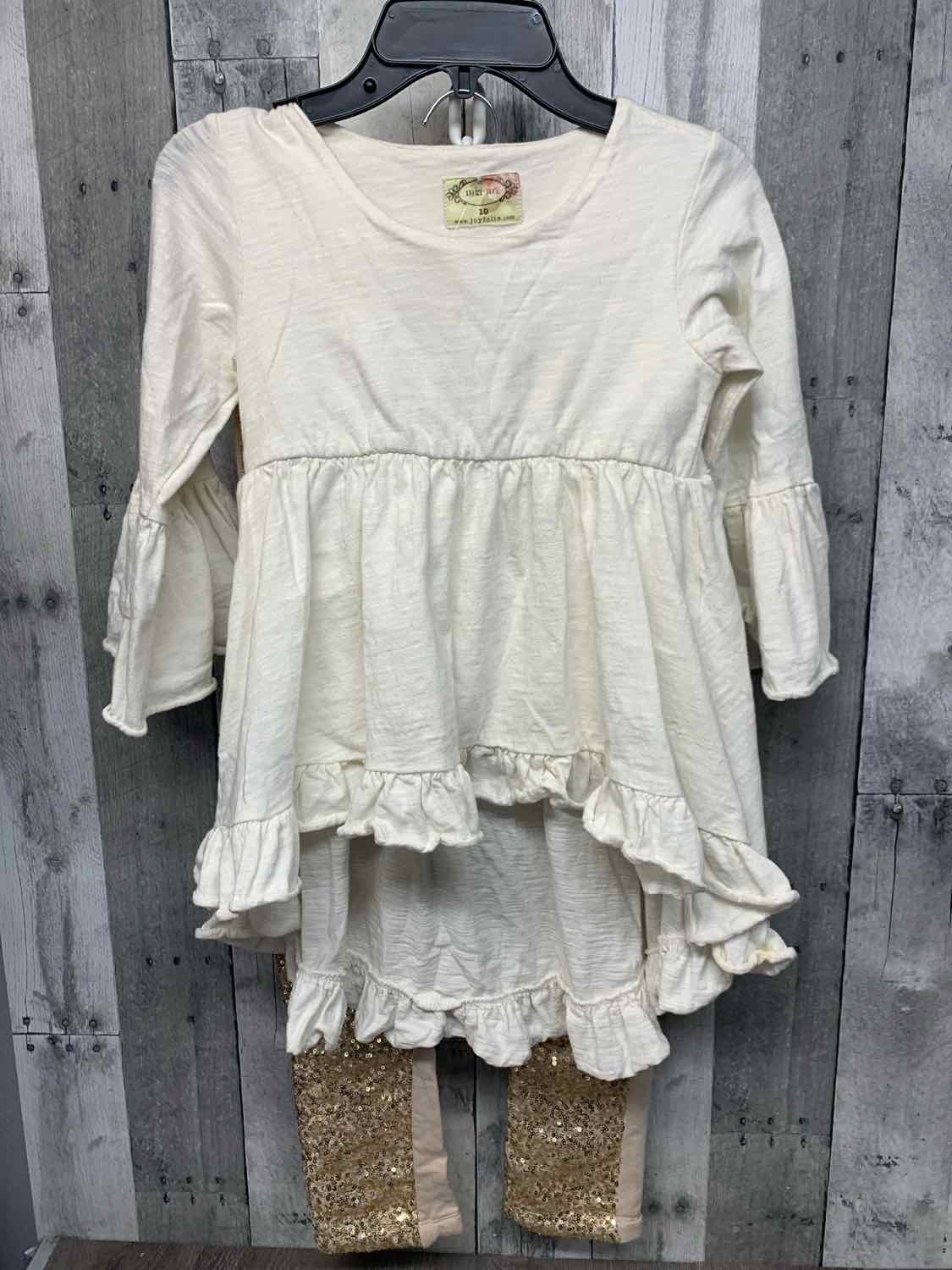 Size 10 White/Gold Name Brand Shirt/Leggings