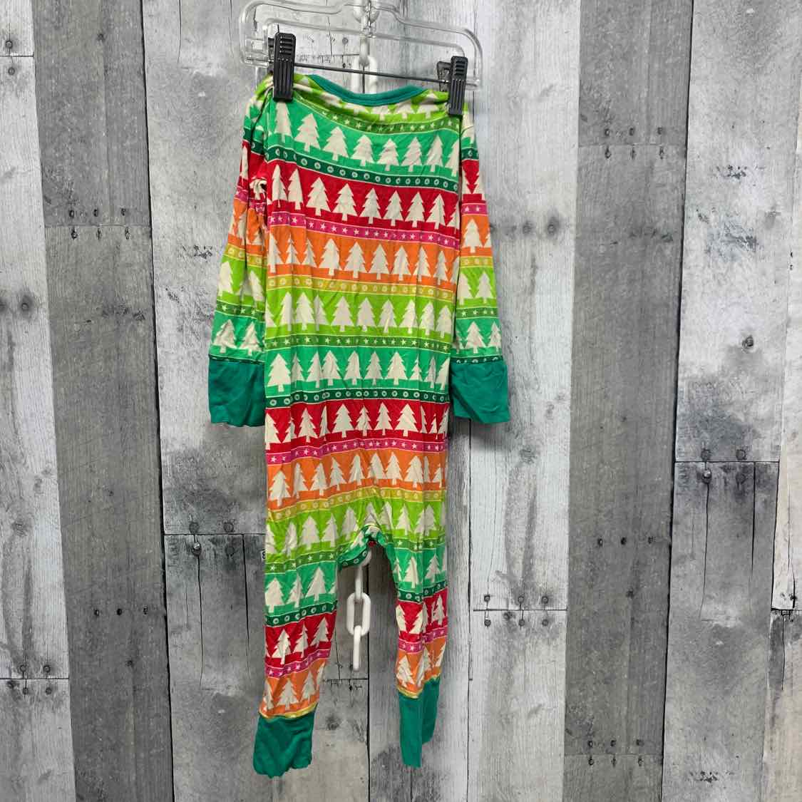 Size 12-18 Months Green/Pink Bamboo Footy PJs