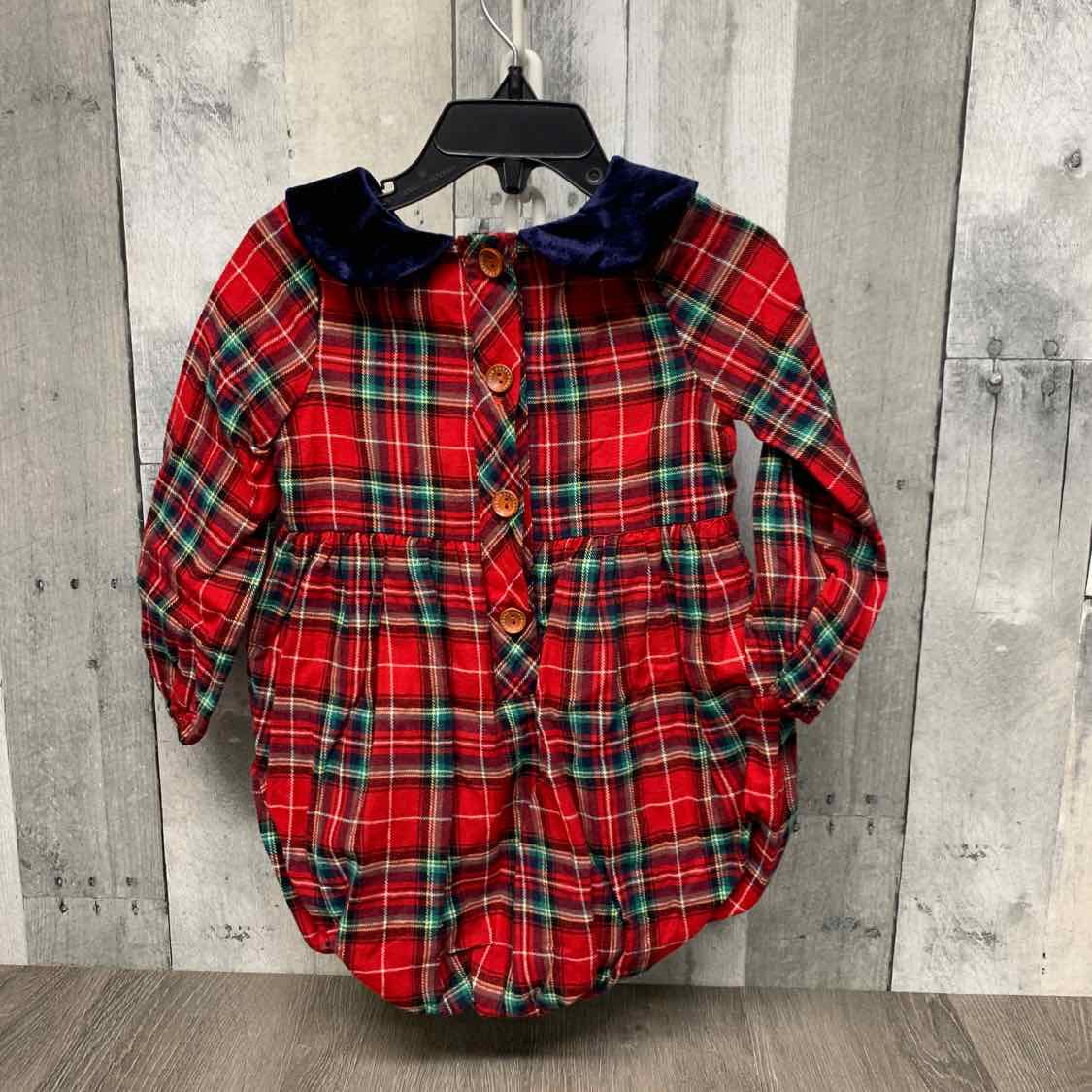 Size 2T Red Plaid B Brand Romper