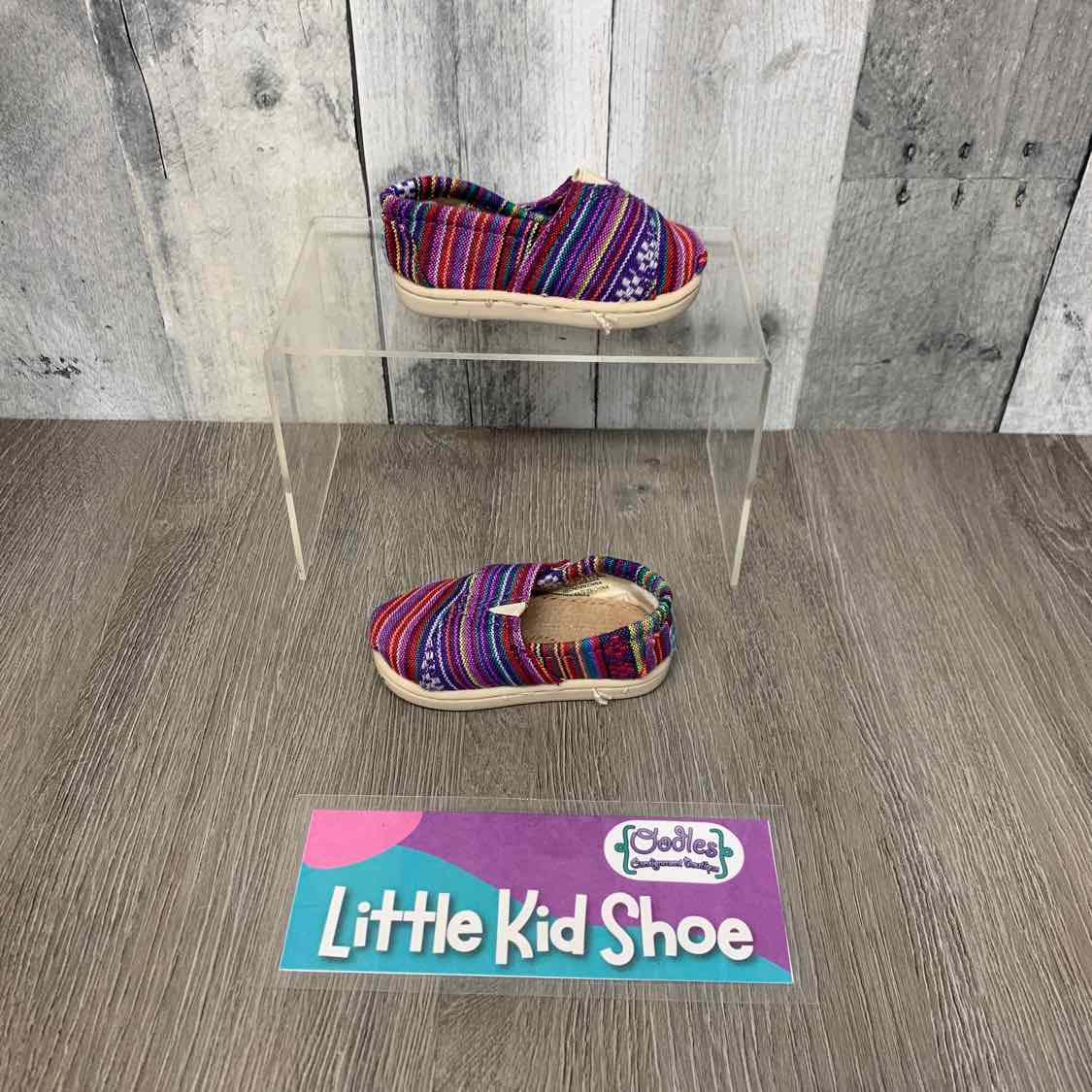 Size 3 Pink Striped Toms Sneakers