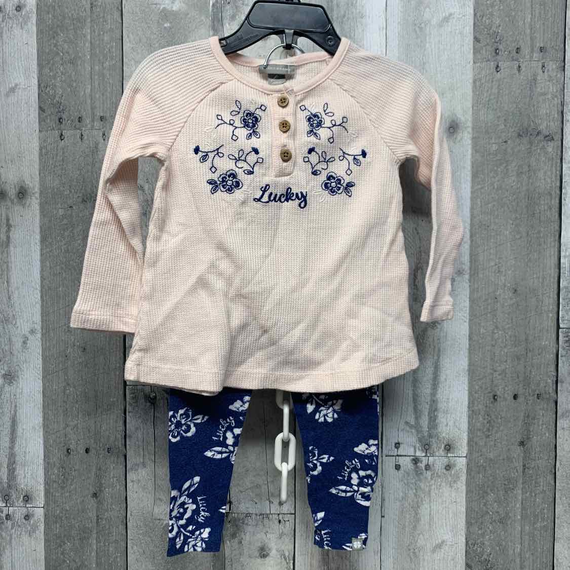 Size 2T Pink/Blue Lucky Brand Shirt/Leggings