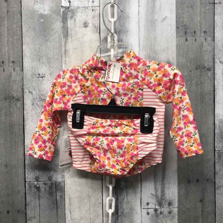 Size 12 Months Pink/Orange Jessica Simpson Swim Suit - 2pc+