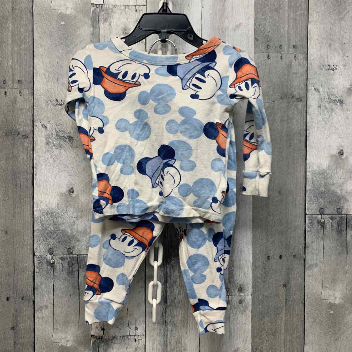 Size 18 Months White/Blue Disney 2pc PJs