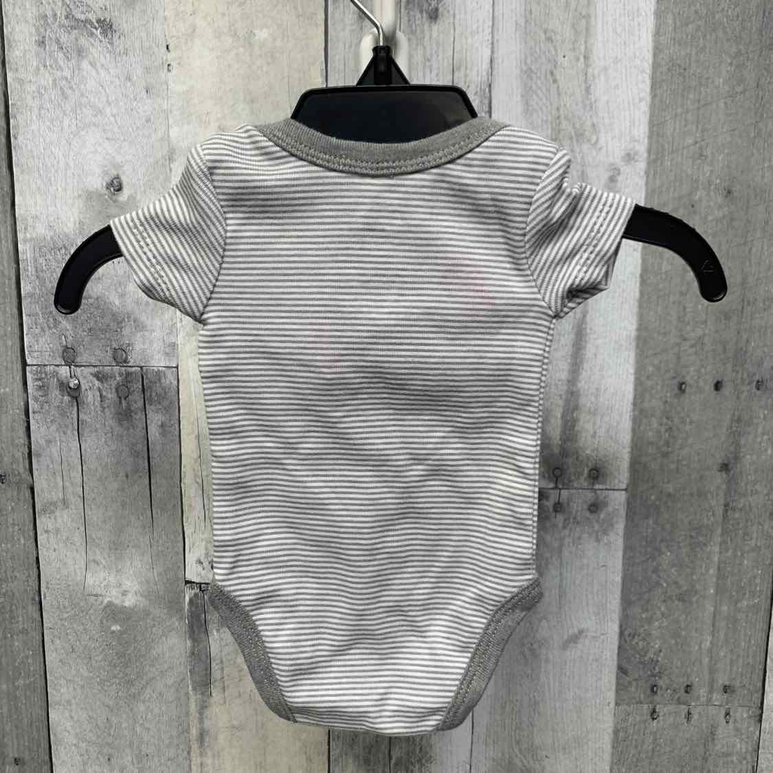 Size Newborn Gray Striped Sport Brand Bodysuit
