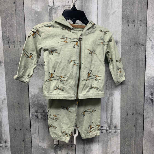 Size 6 Months Green Print Carter's Jacket/Pants