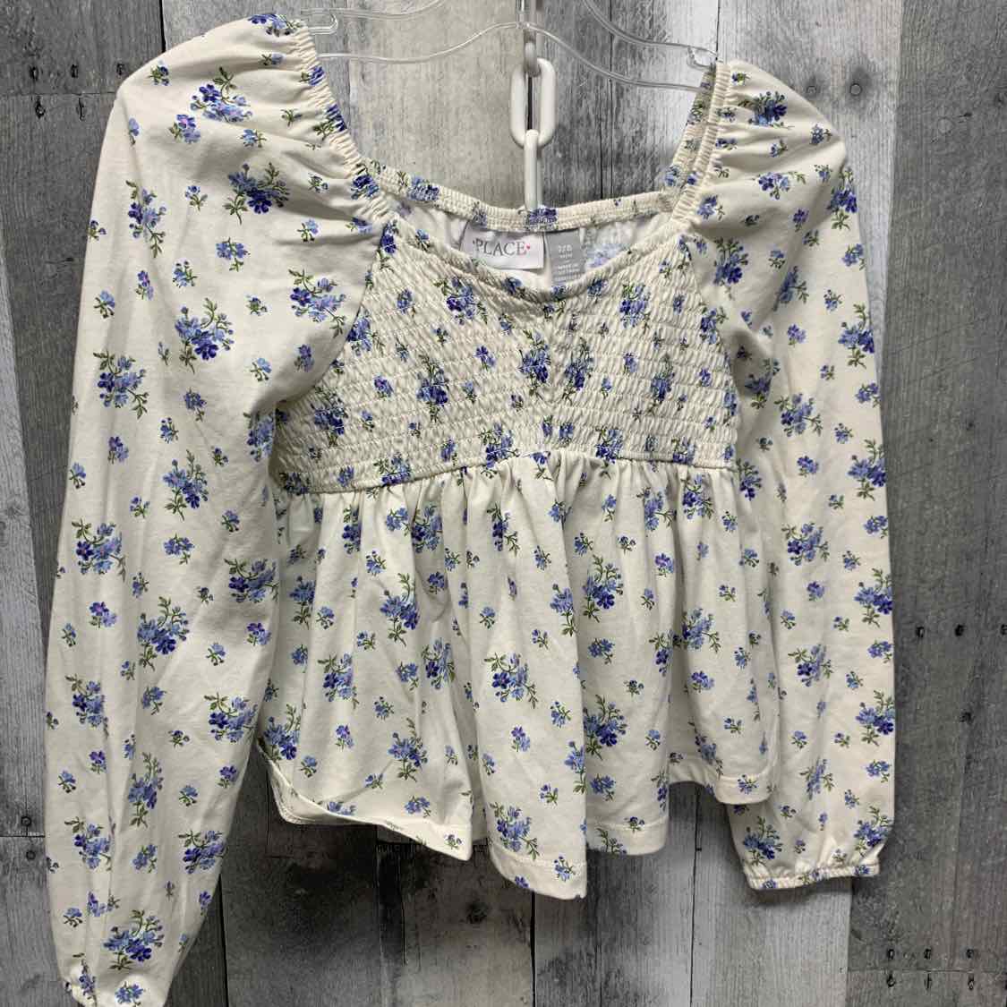 Size 7/8 White Floral Print Children's Place Long Sleeve Shirt