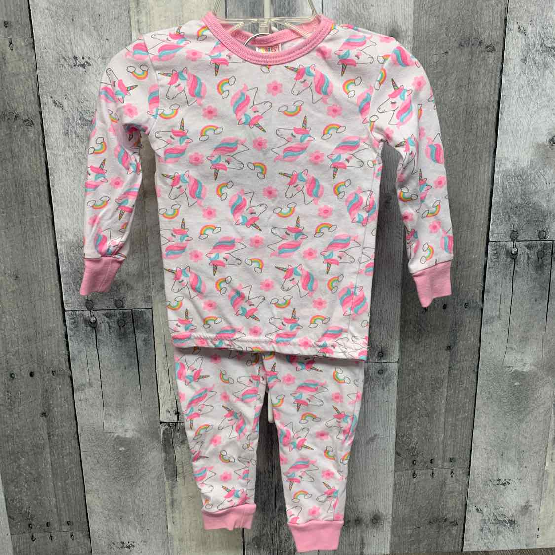 Size 24 Months White/Pink Swiggles 2pc PJs
