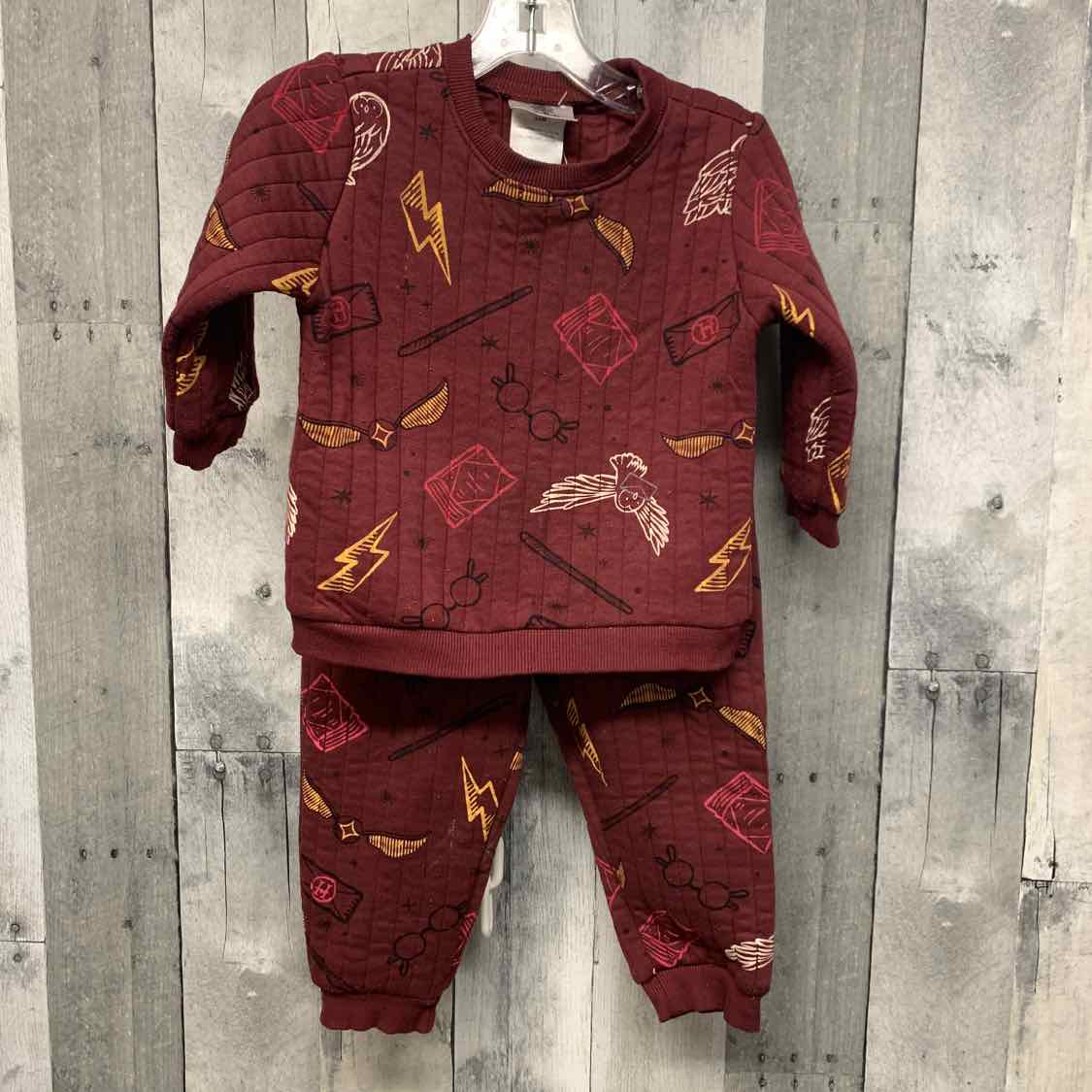 Size 24 Months Burgundy Print Harry Potter Sweats - 2pc