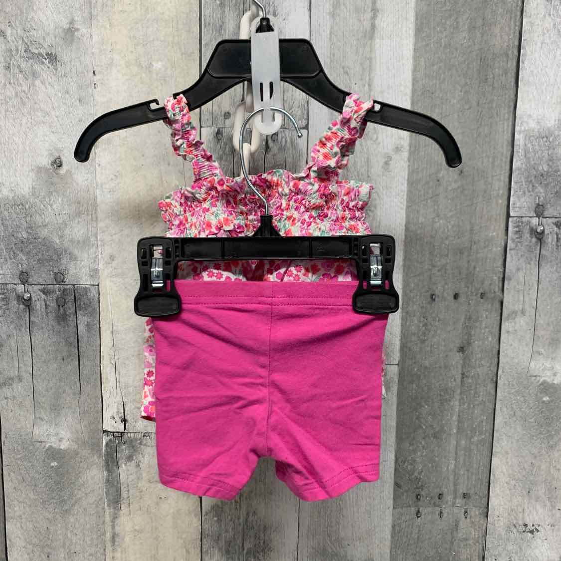 Size 3 Months Pink Floral Print Carter's Shirt/Shorts - OodlesCB