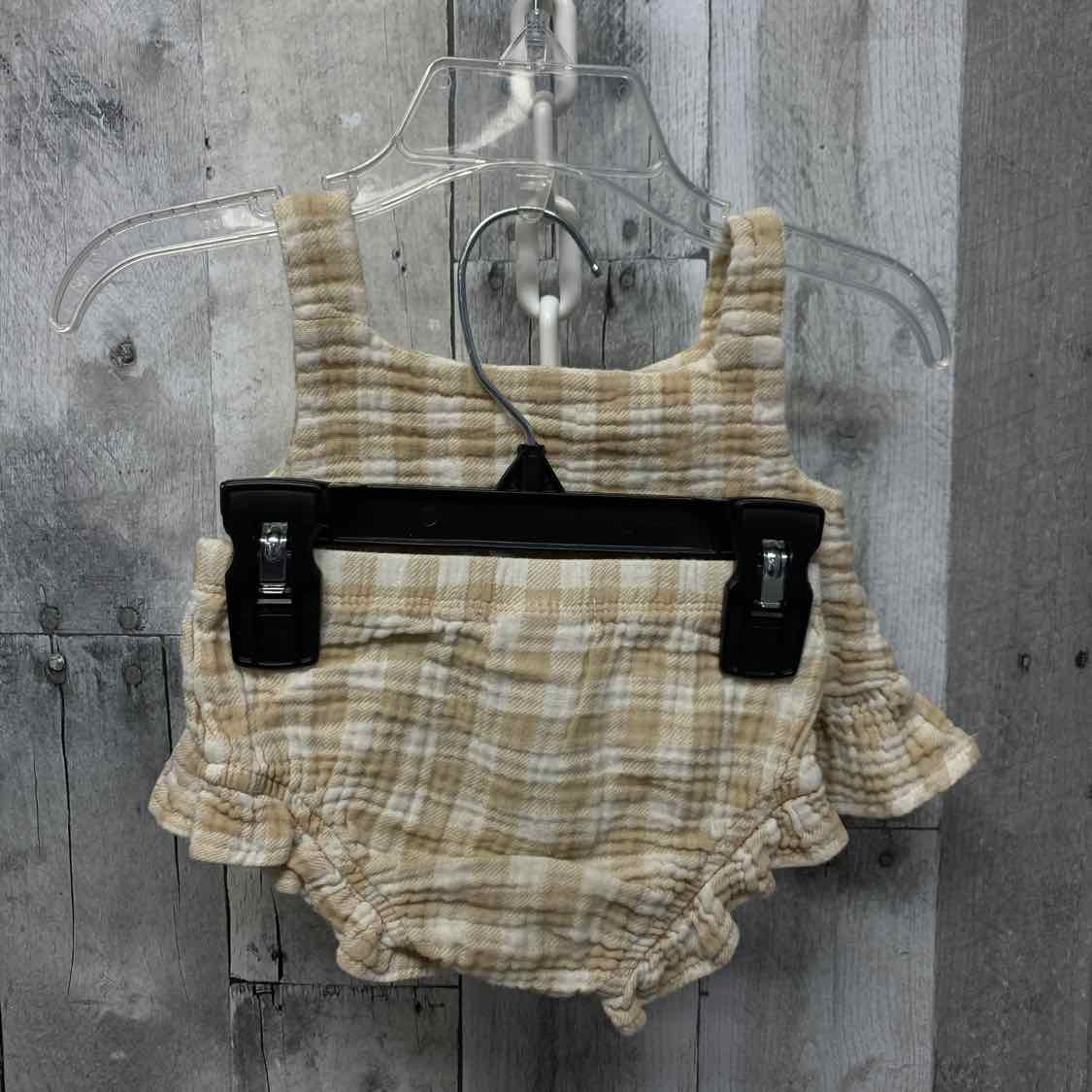 Size 6-9 Months Tan Plaid B Brand Shirt/Shorts