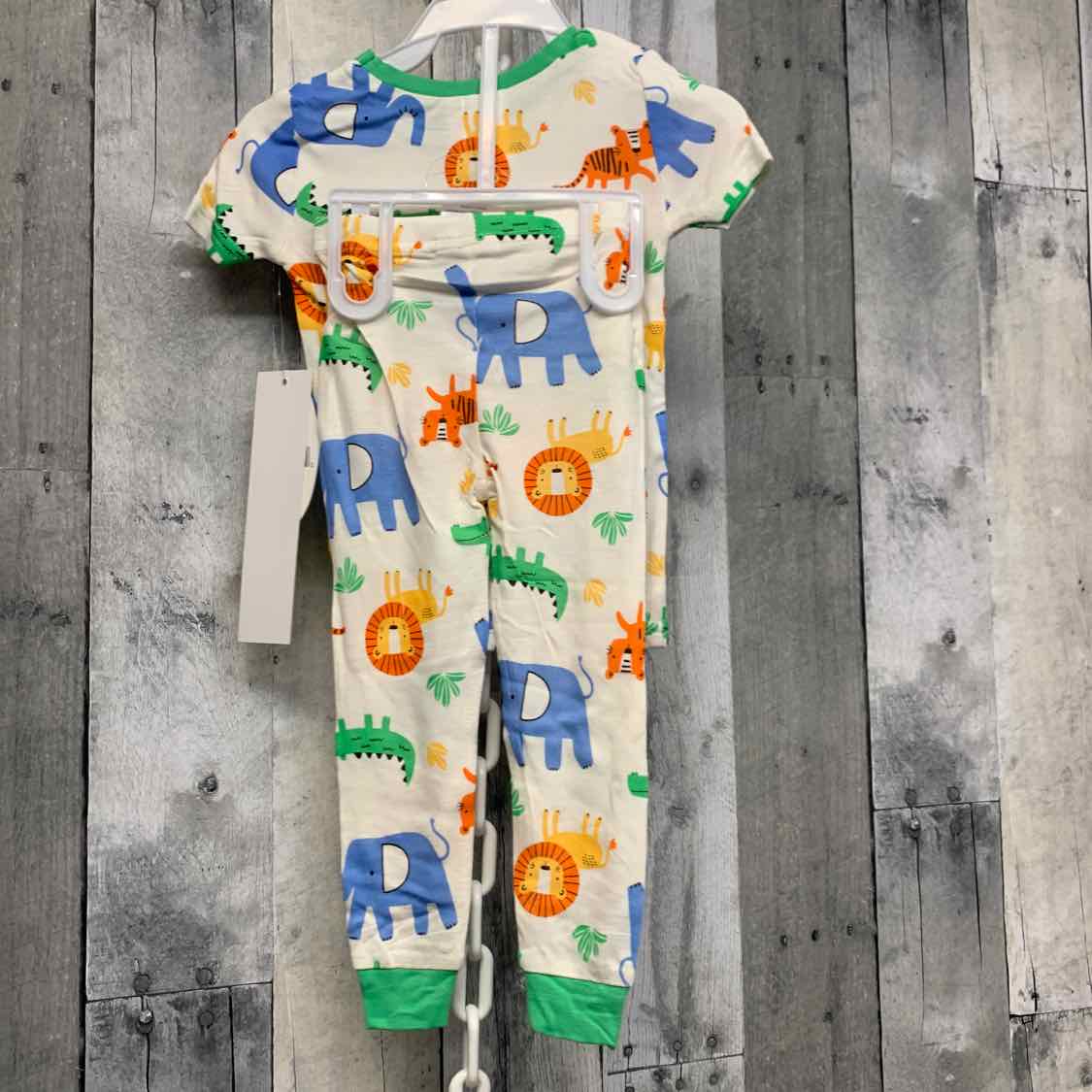 Size 18 Months White/Green Bon Bebe 2pc PJs - OodlesCB