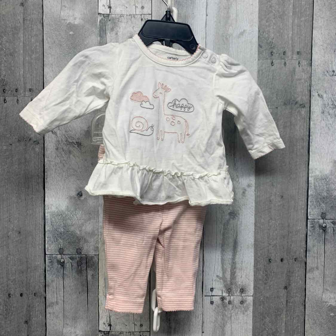 Size 3 Months White/Pink Carter's Shirt/Leggings