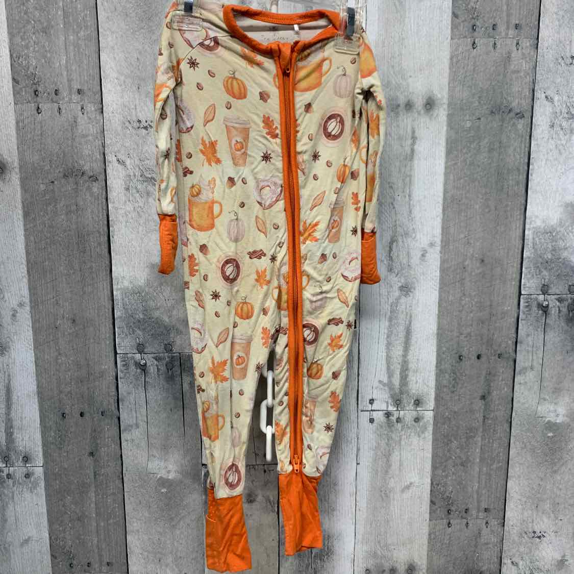 Size 3-6 Months Tan/Orange B Brand Footy PJs