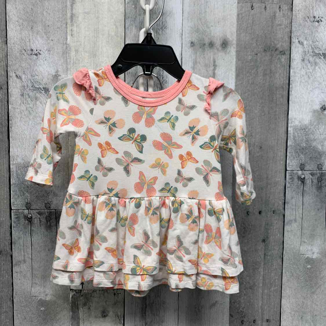 Size 0-3 Months White/Pink Bamboo 2pc Dress