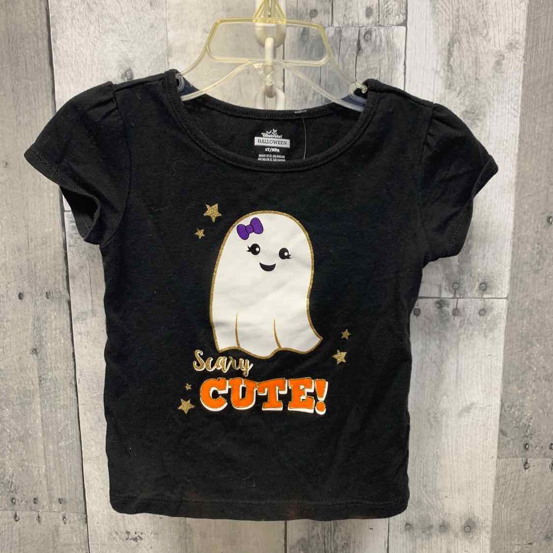 Size 2T Black Graphic Holiday Brands T Shirt