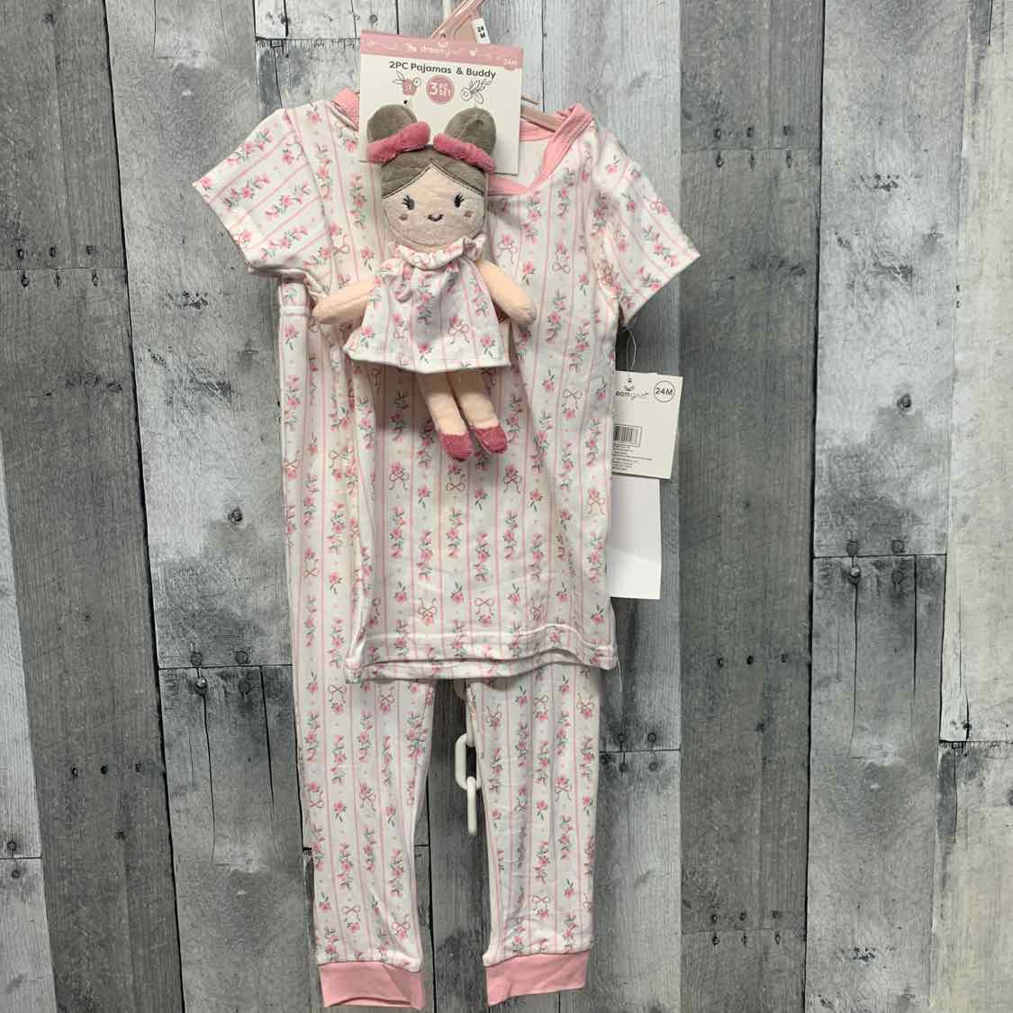 Size 24 Months Pink/White B Brand 2pc PJs