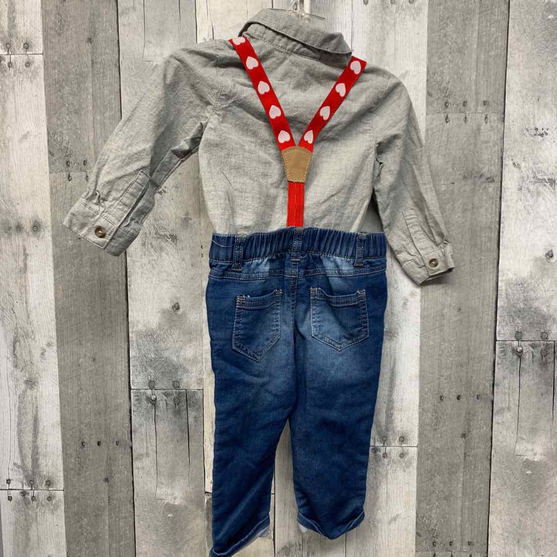 Size 12 Months Denim/Gray Cat & Jack Shirt/Pants