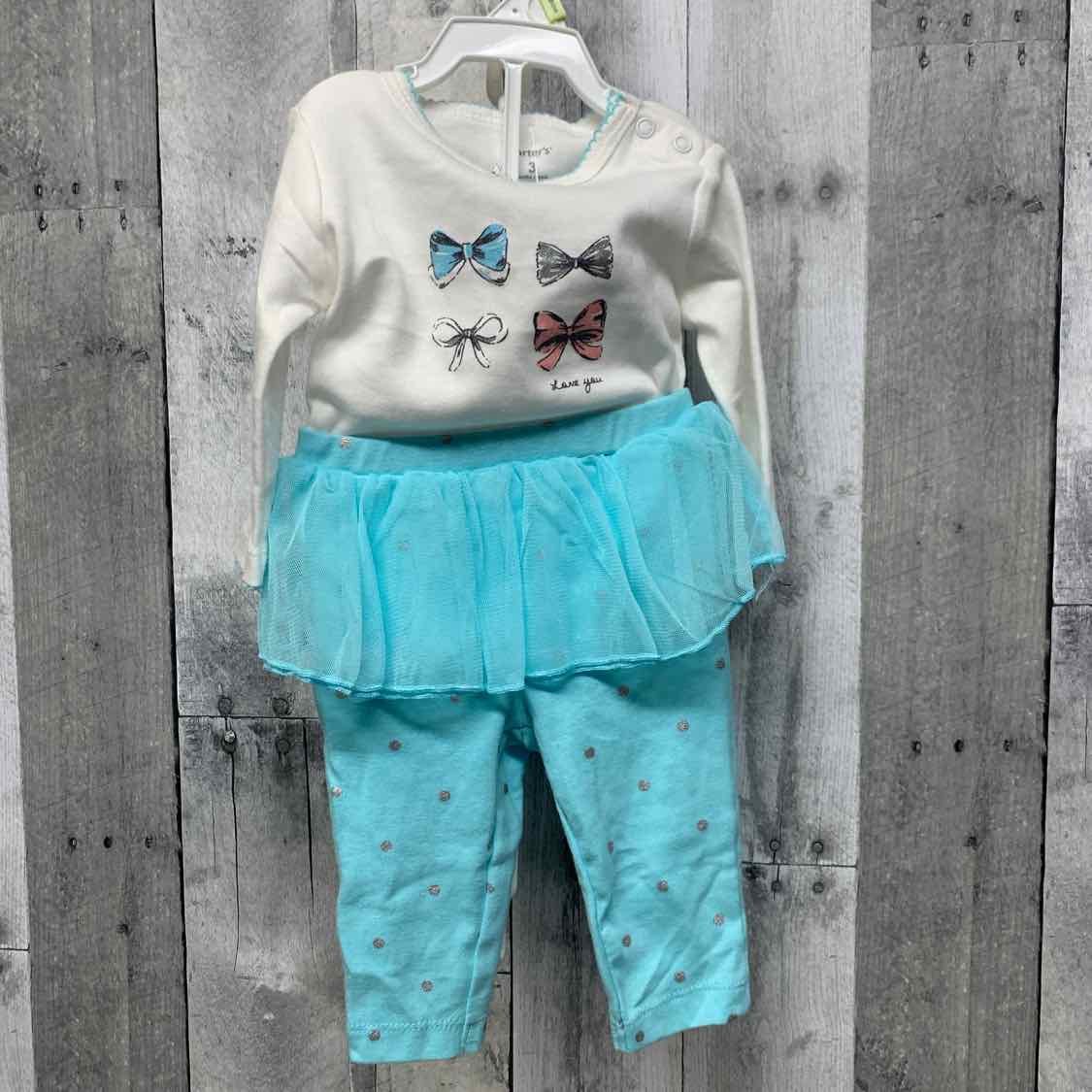 Size 3 Months White/Blue Carter's Shirt/Pants
