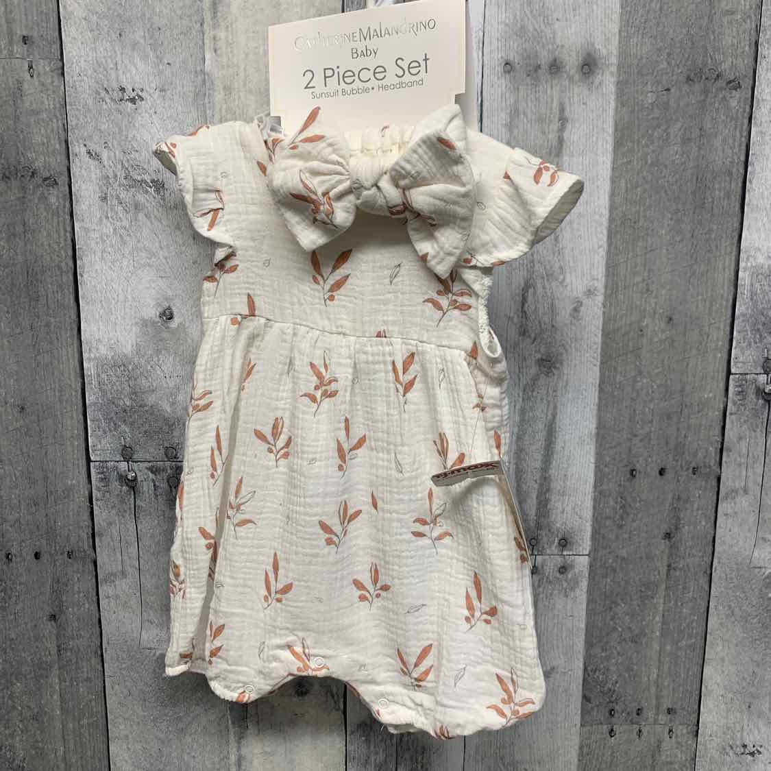 Size 6-9 Months White/Tan B Brand Romper