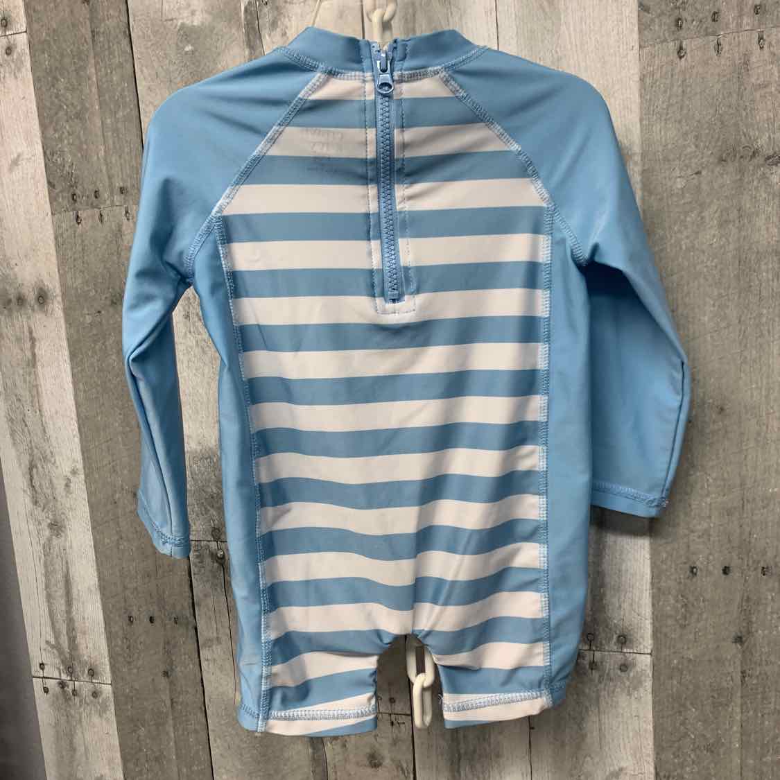 Size 3T Blue Striped Crown & Ivy 1pc Swim Suit