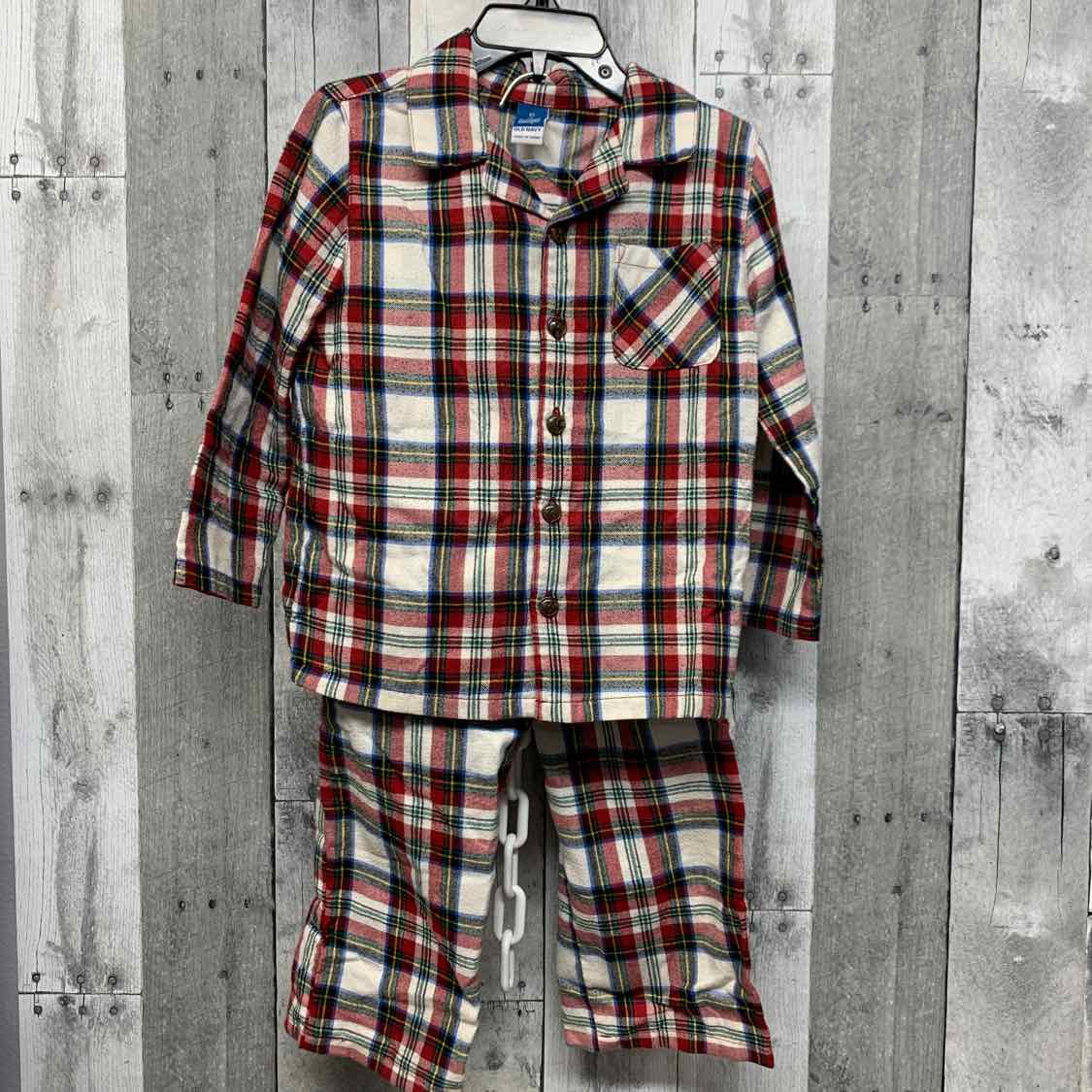 Size 3T Red Plaid Old Navy 2pc PJs