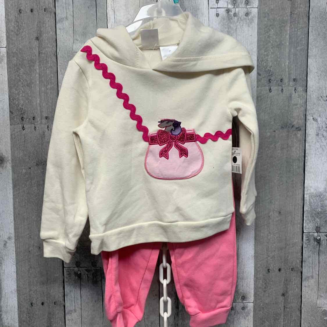 Size 2T White/Pink Kidgets Sweats - 2pc