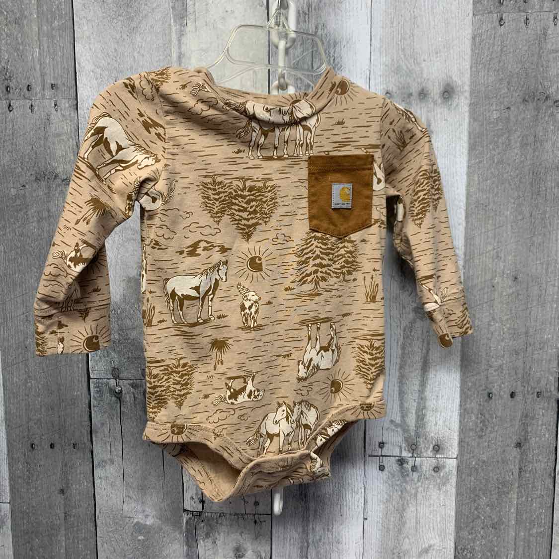 Size 12 Months Tan Print Carhartt Bodysuit