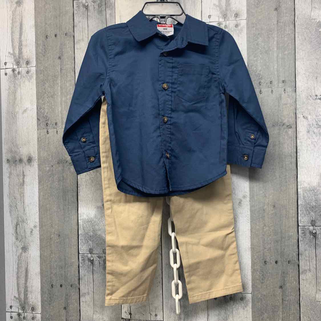 Size 18 Months Navy/Tan Wrangler Shirt/Pants
