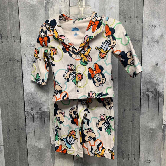Size 12 Months White Print Disney 2pc PJs