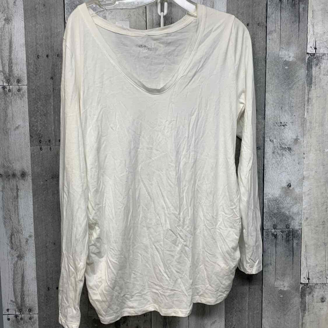Size L White Isabel Maternity Long Sleeve Top