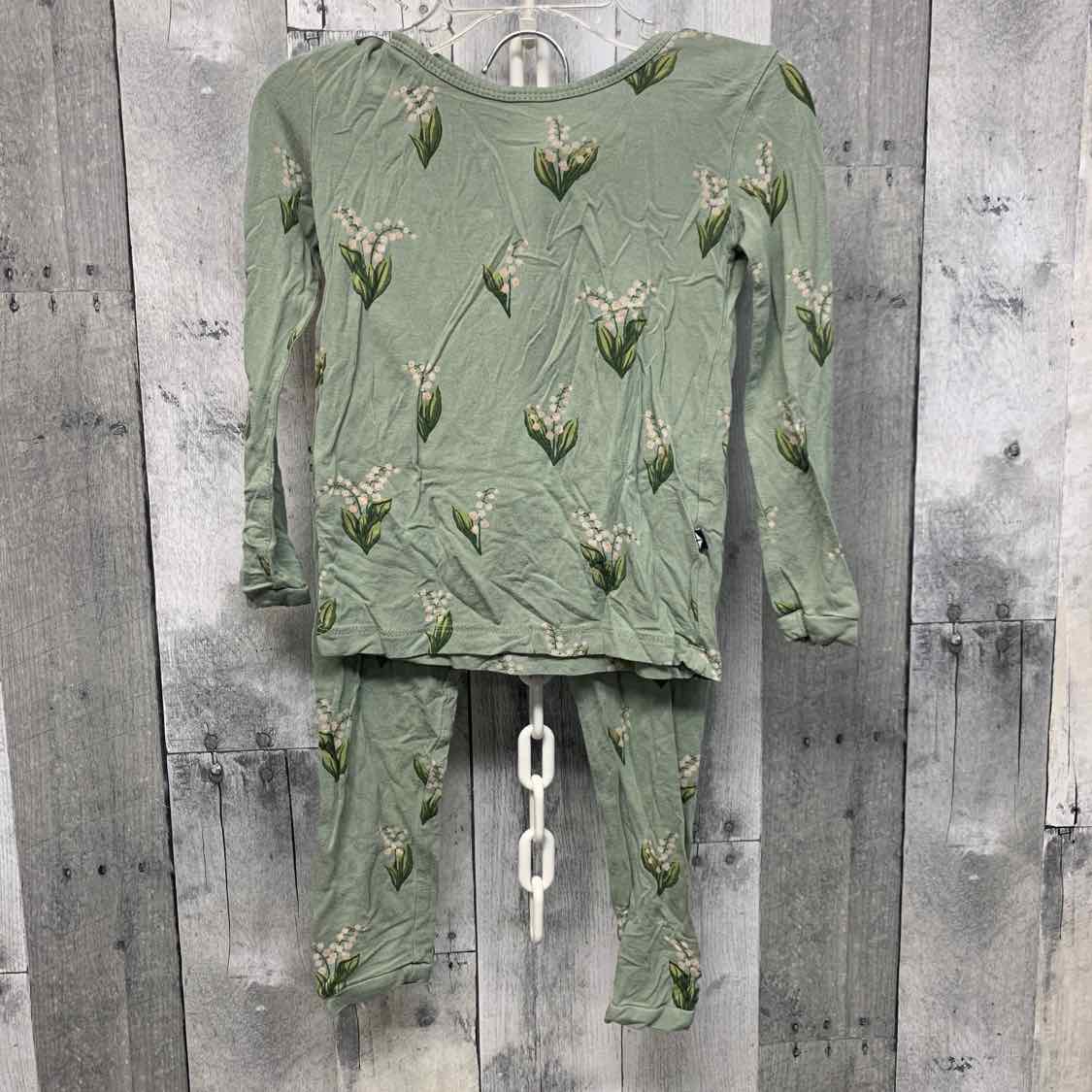 Size 3T Green/Pink Kyte 2pc PJs