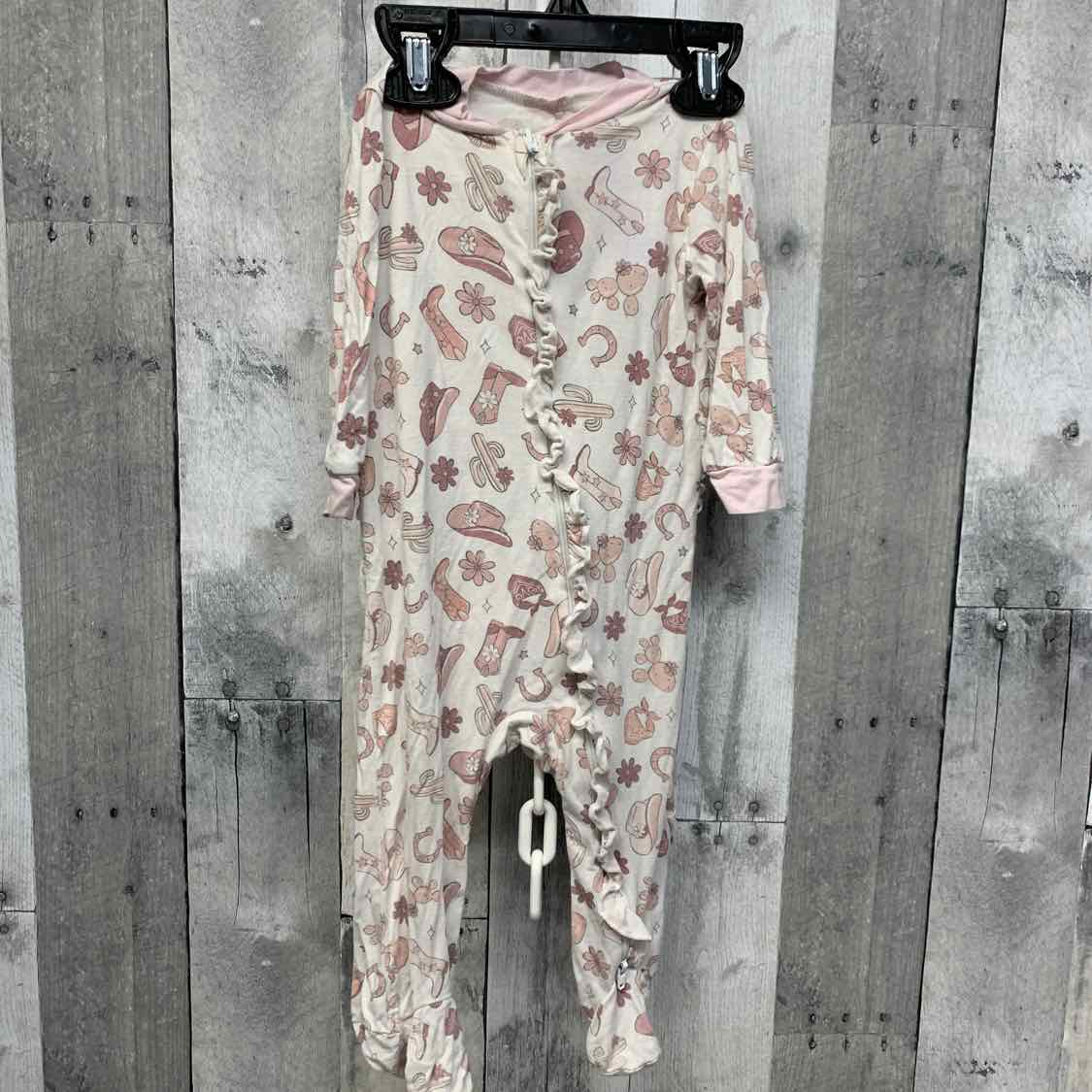 Size 6-9 Months White/Pink Bamboo Footy PJs
