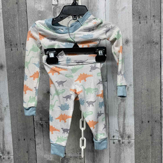 Size 12 Months White Print Mid Brand 2pc PJs