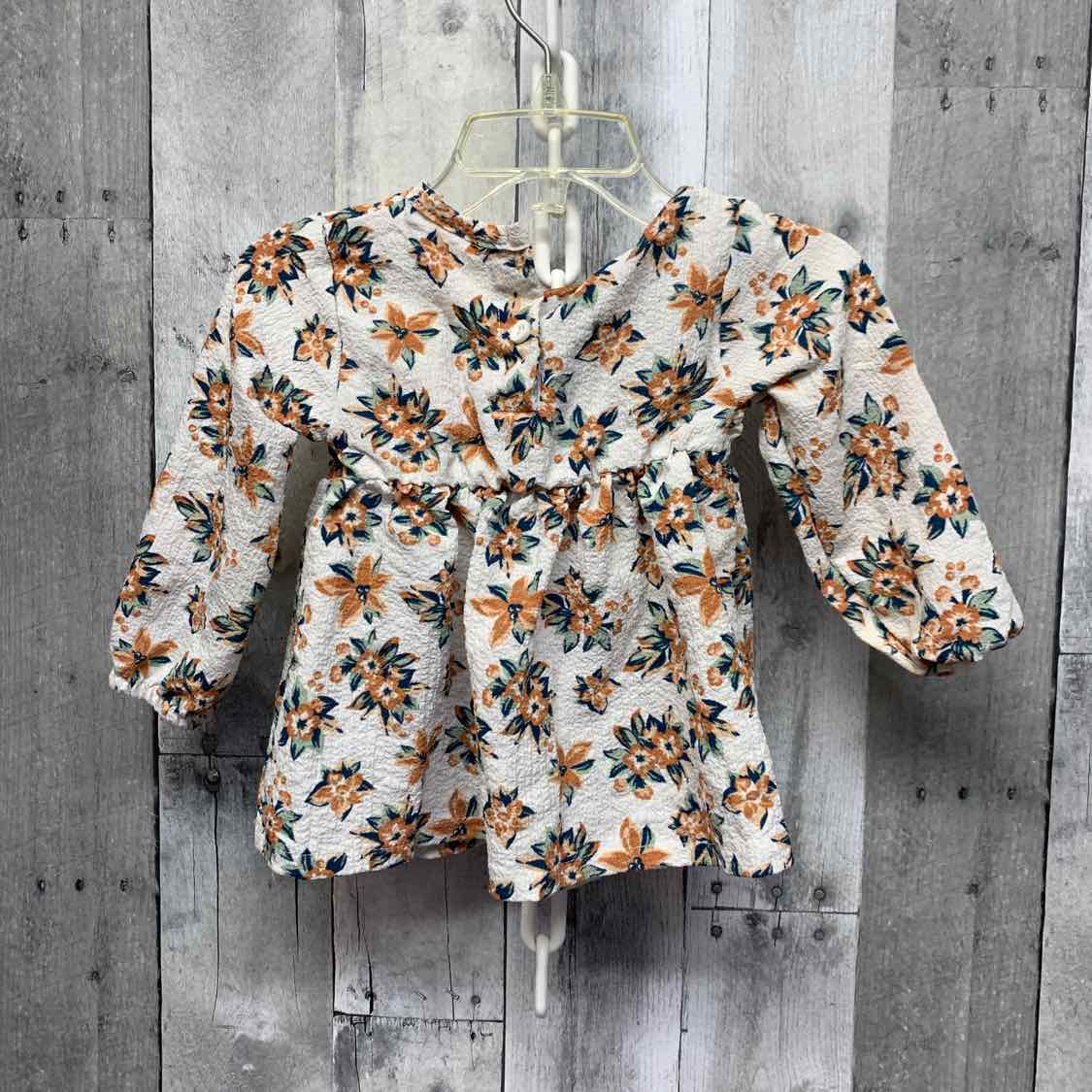 Size 12 Months White/Brown Daisy Fuentes LS Dress