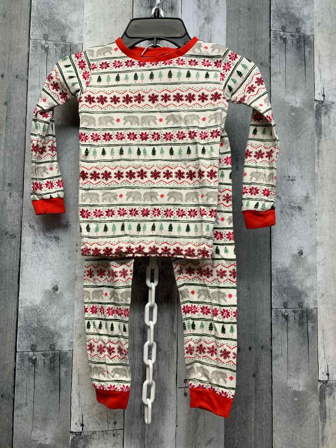 Size 4T White Print Burt's Bees Baby 2pc PJs