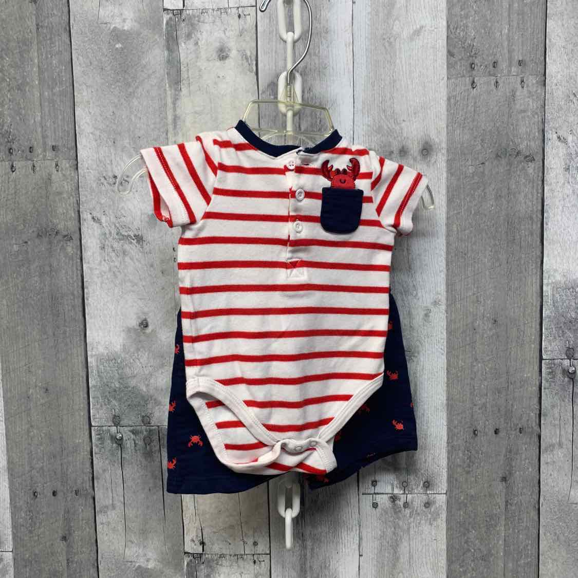 Size 3 Months Red/Navy Little Me Shirt/Shorts