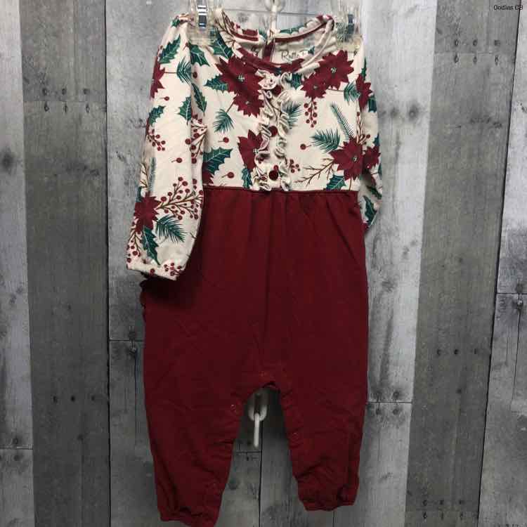 Size 12-18 Months Burgundy/White Ruffle Butts Romper