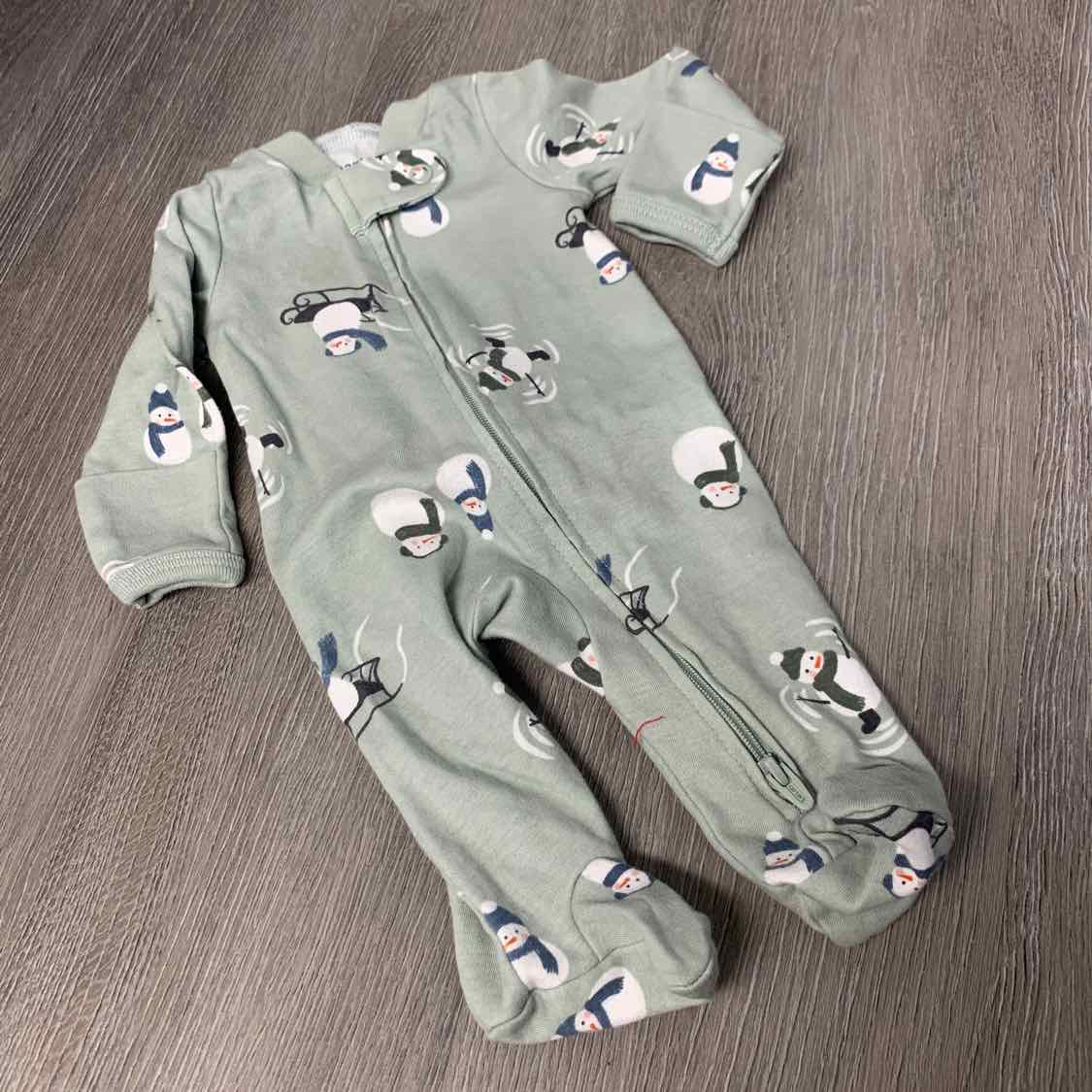 Size Preemie Green Print Child of Mine Footy PJs