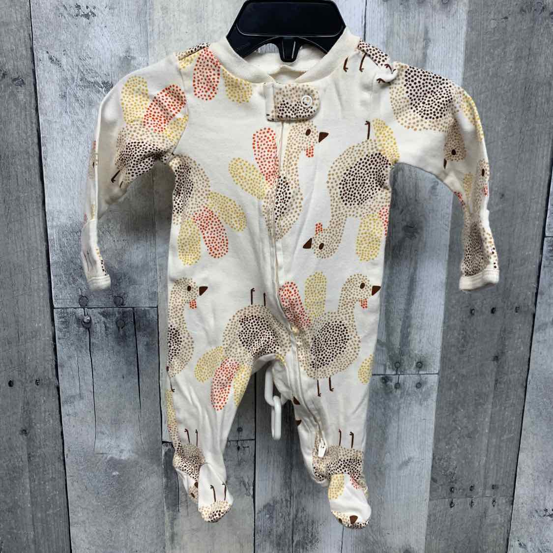 Size Newborn White/Brown Carter's Footy PJs