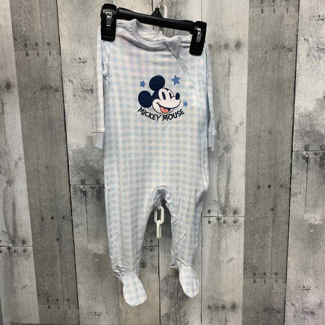 Size 6 Months Blue Plaid Disney Footy PJs