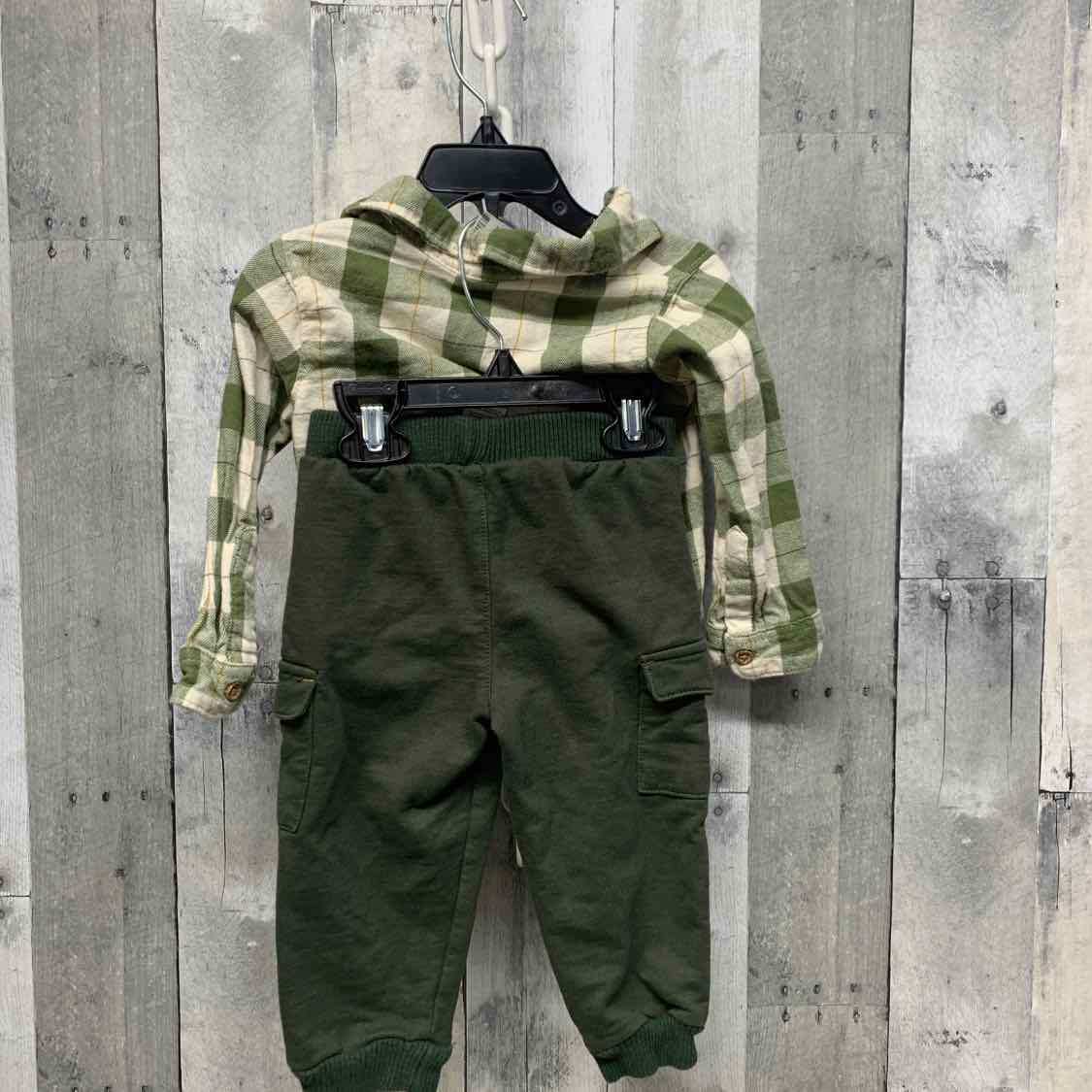 Size 18 Months Green Plaid Little Lad Shirt/Pants
