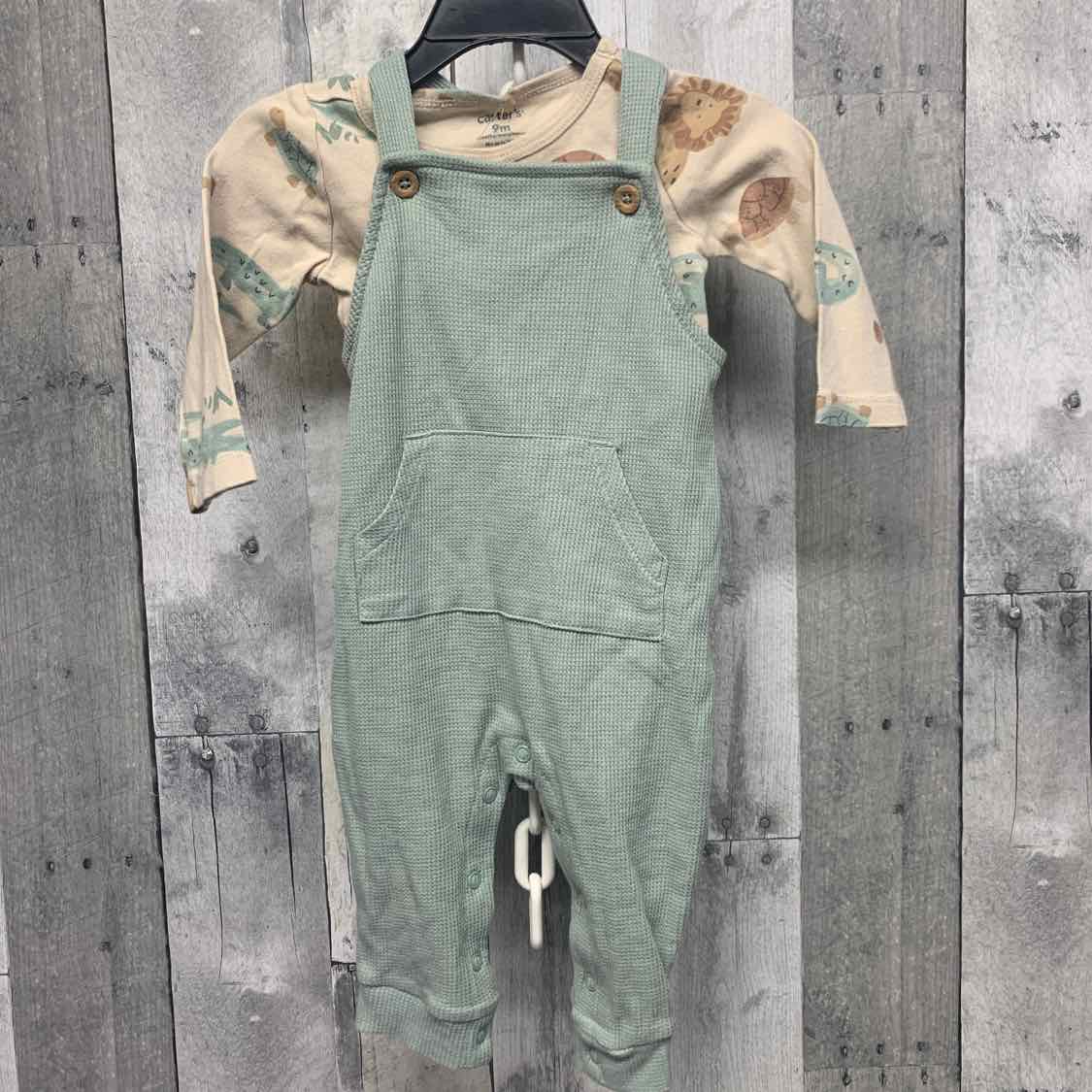 Size 9 Months Tan/Green Carter's Shirt/Pants