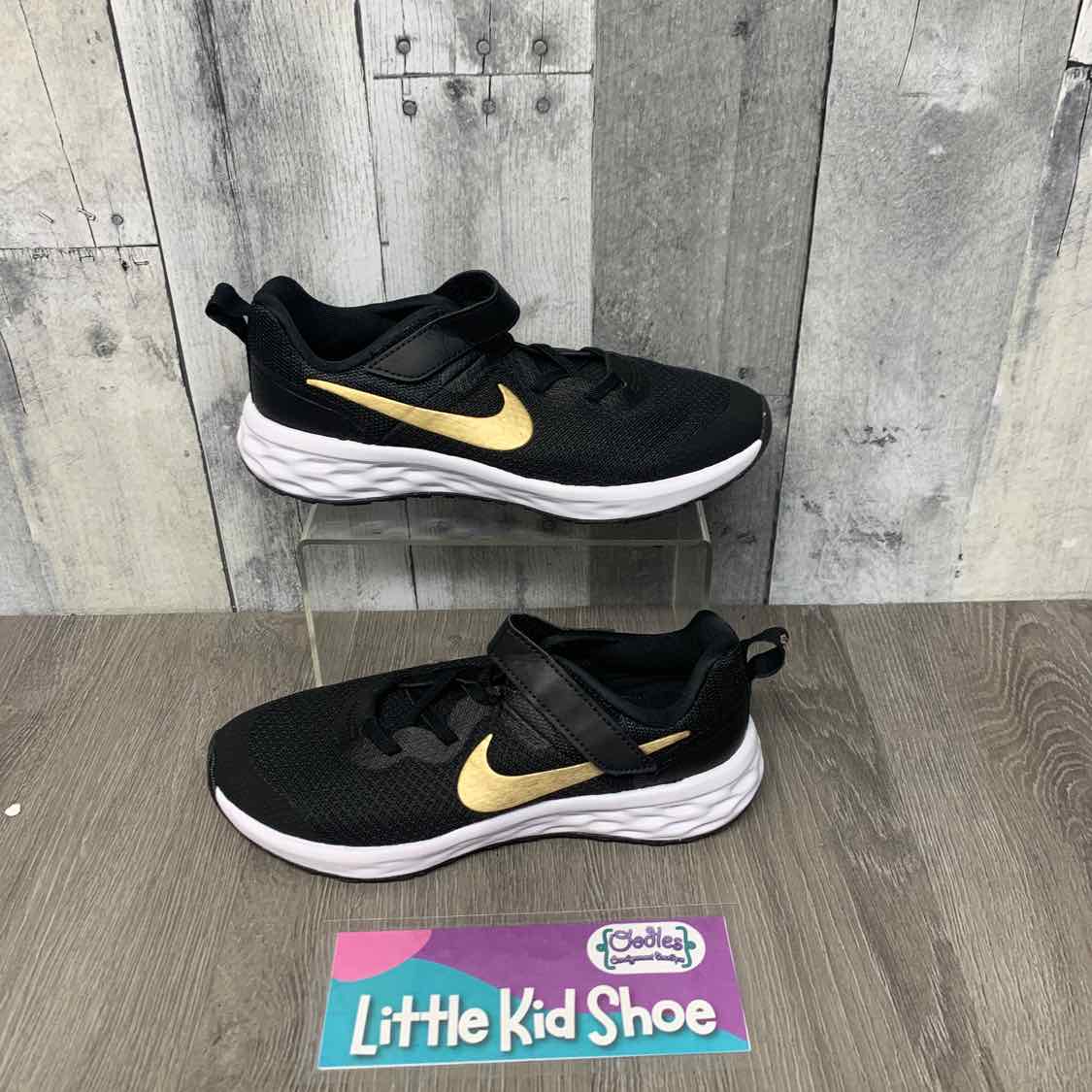 Size 3 Black/Gold Sport Brand Sneakers